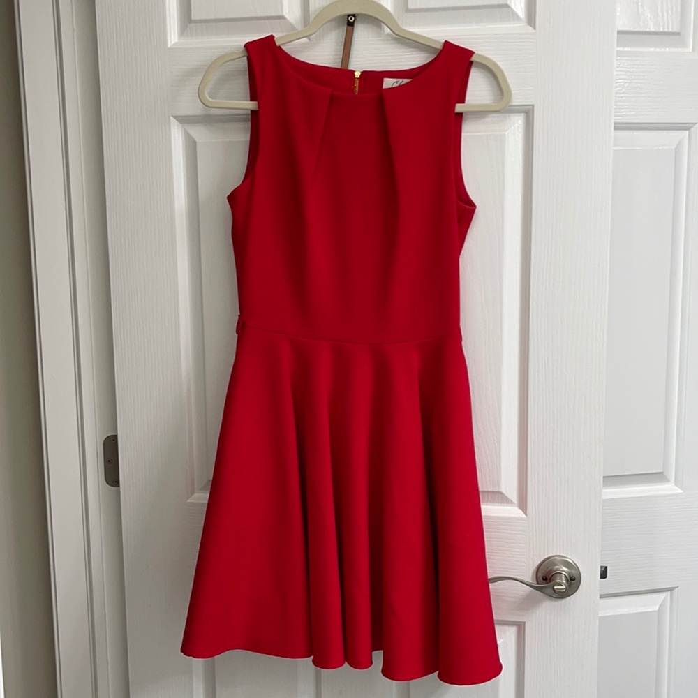 Pretty red dress.